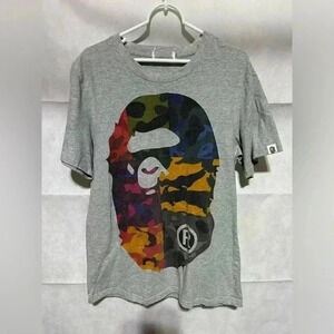 BAPE A Bathing Ape Multi-Color Camo Shirt Size Large Hip Hop Rap Cdg Designer